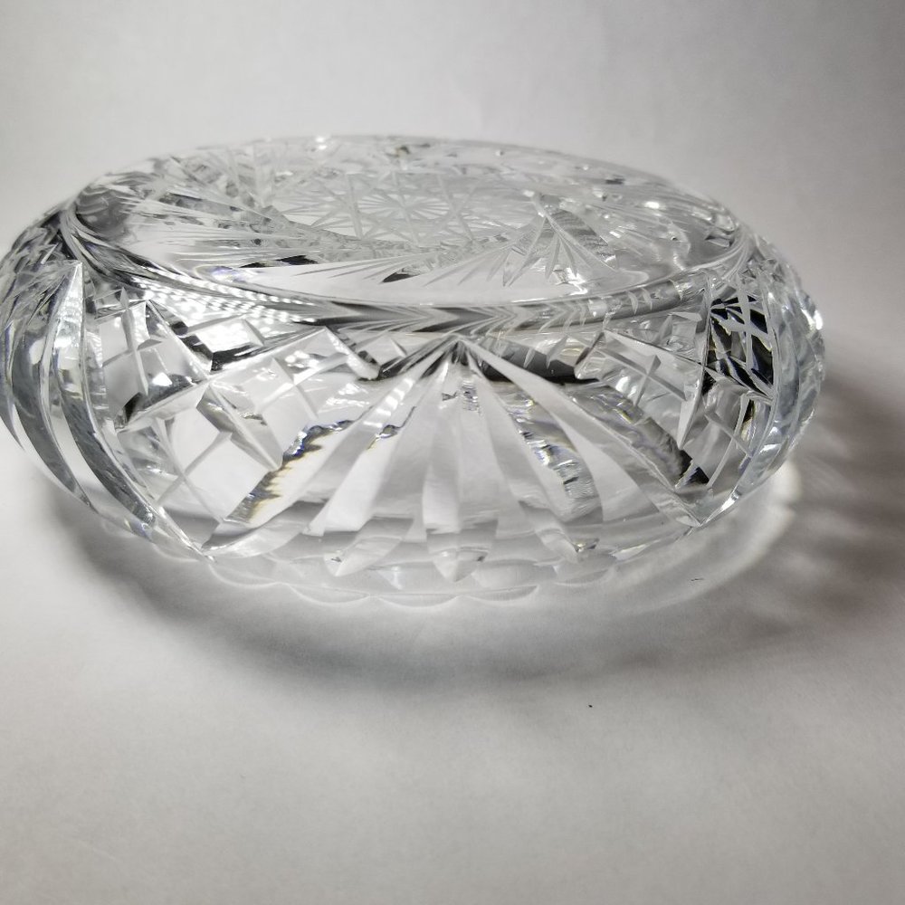 Boeheim Cut Crystal Heavy Ashtray Pinwheel Design RTL Czechoslovakia - Picture 11 of 12